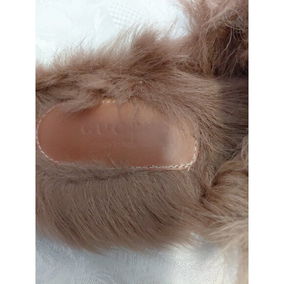 Gucci Princetown Shearling-Lined Mules Black Leather Gold Horsebit Size 37 - Picture 5 of 7